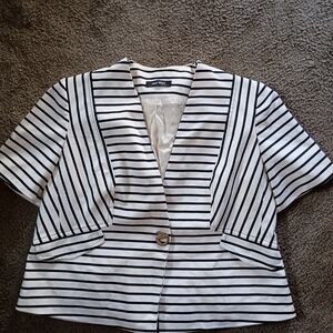 Nine West Black and White Striped Blazer